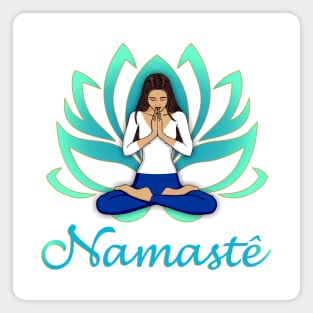 Woman with lotus Namaste Magnet